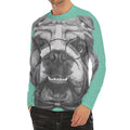 English Bulldog With Glasses Print Men's Long Sleeve Rash Guard