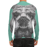 English Bulldog With Glasses Print Men's Long Sleeve Rash Guard