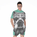 English Bulldog With Glasses Print Men's Rompers