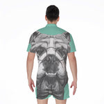 English Bulldog With Glasses Print Men's Rompers
