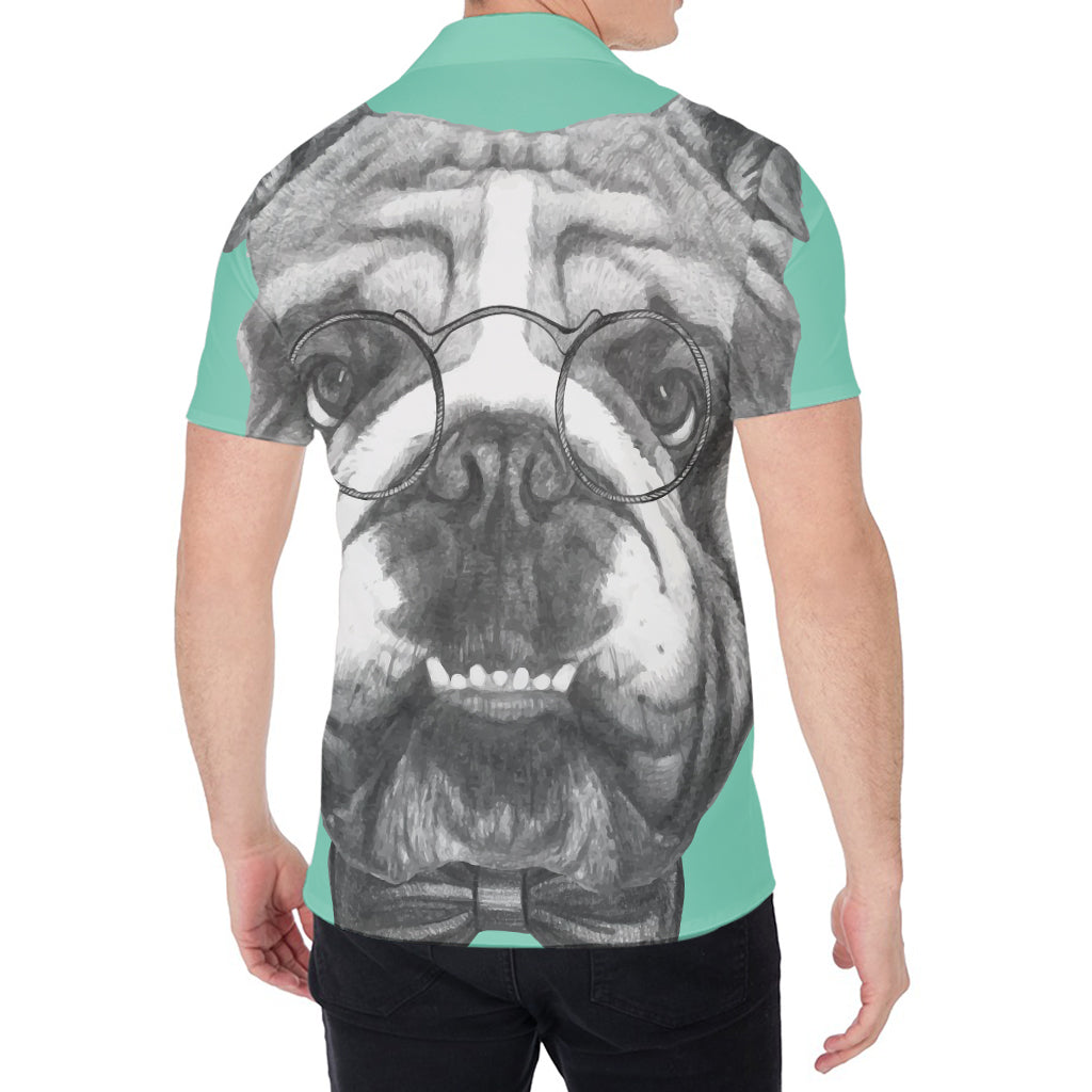 English Bulldog With Glasses Print Men's Shirt