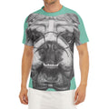 English Bulldog With Glasses Print Men's Short Sleeve Rash Guard