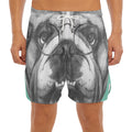 English Bulldog With Glasses Print Men's Split Running Shorts