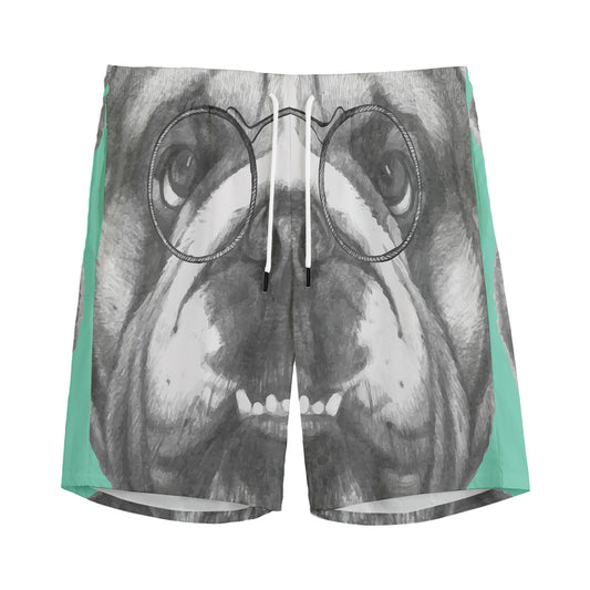 English Bulldog With Glasses Print Men's Sports Shorts