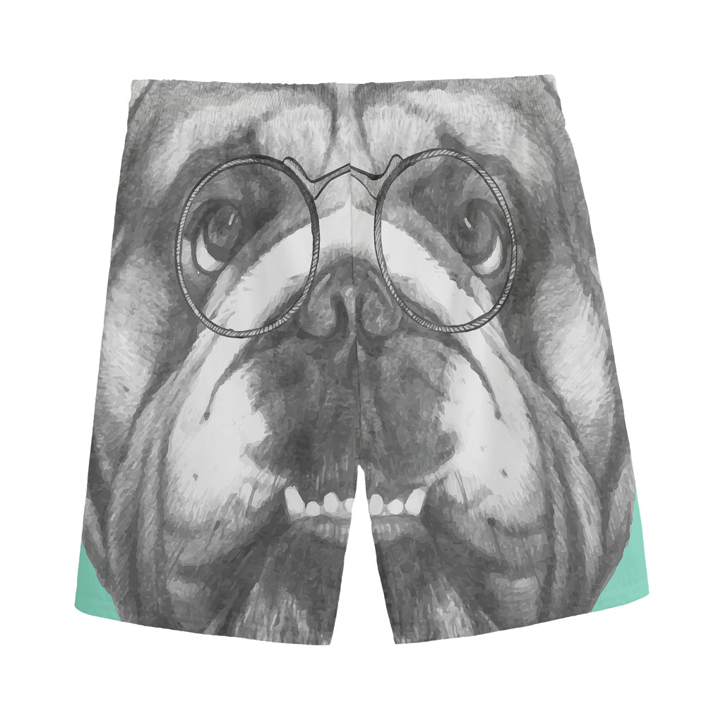 English Bulldog With Glasses Print Men's Sports Shorts
