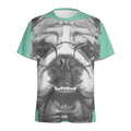 English Bulldog With Glasses Print Men's Athletic T-Shirt