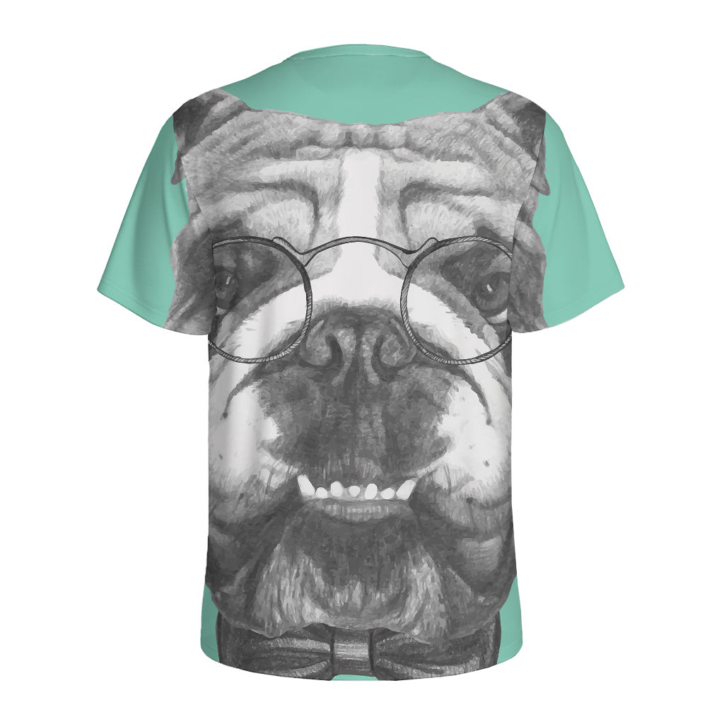 English Bulldog With Glasses Print Men's Sports T-Shirt