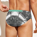 English Bulldog With Glasses Print Men's Swim Briefs