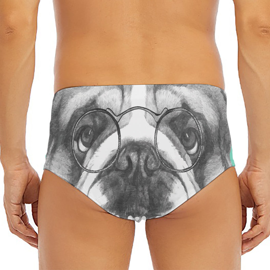 English Bulldog With Glasses Print Men's Triangle Swim Briefs