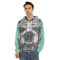 English Bulldog With Glasses Print Men's Velvet Pullover Hoodie
