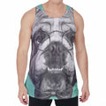 English Bulldog With Glasses Print Men's Velvet Tank Top