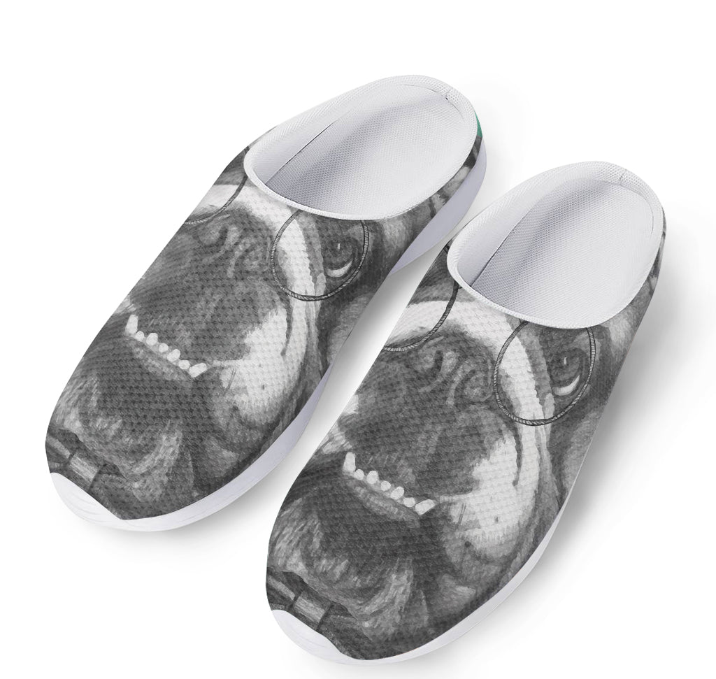 English Bulldog With Glasses Print Mesh Casual Shoes