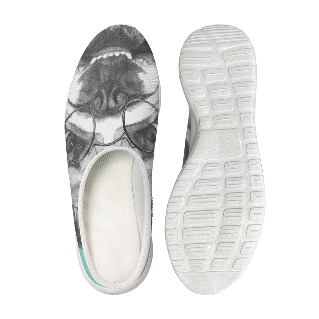 English Bulldog With Glasses Print Mesh Casual Shoes