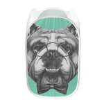 English Bulldog With Glasses Print Mesh Laundry Hamper
