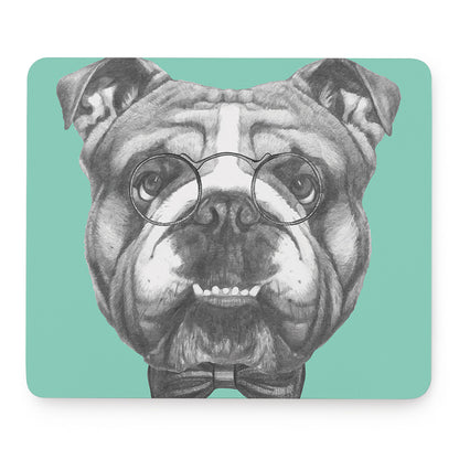 English Bulldog With Glasses Print Mouse Pad