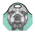 English Bulldog With Glasses Print Neoprene Lunch Bag