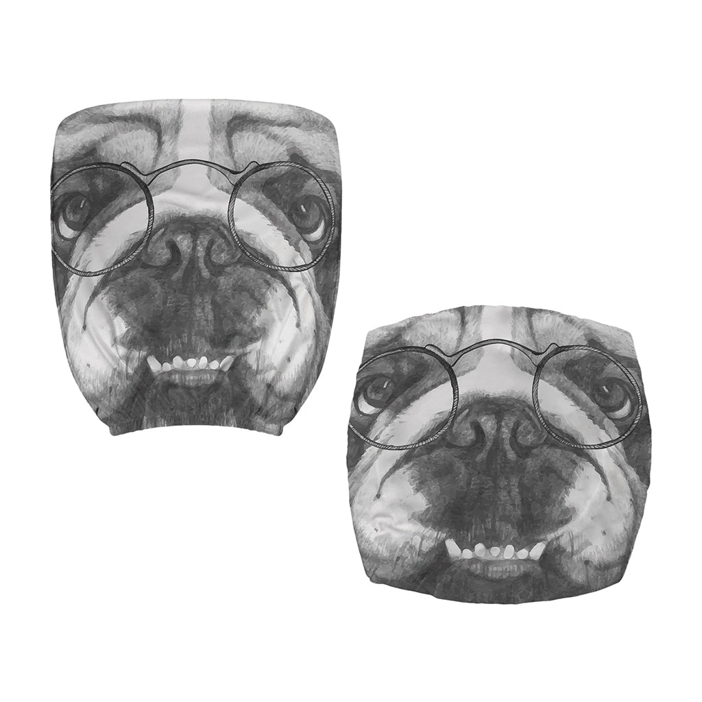 English Bulldog With Glasses Print Office Chair Cover