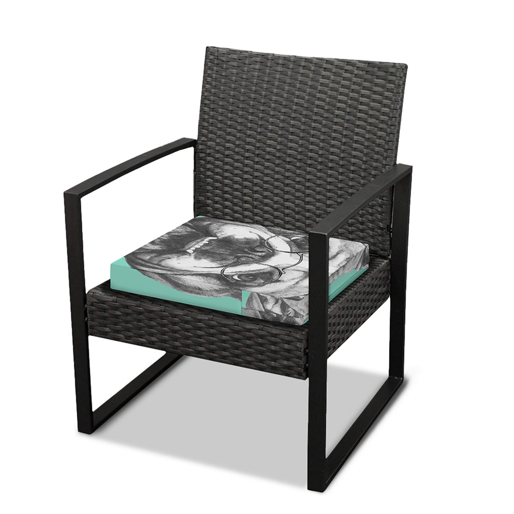 English Bulldog With Glasses Print Outdoor Seat Cushion Cover