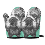 English Bulldog With Glasses Print Oven Mitts