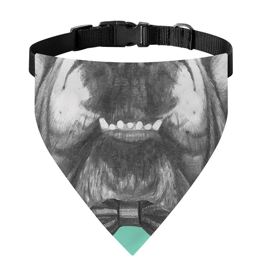 English Bulldog With Glasses Print Over The Collar Dog Bandana