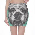 English Bulldog With Glasses Print Pencil Mini Skirt