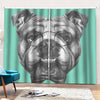 English Bulldog With Glasses Print Pencil Pleat Curtains