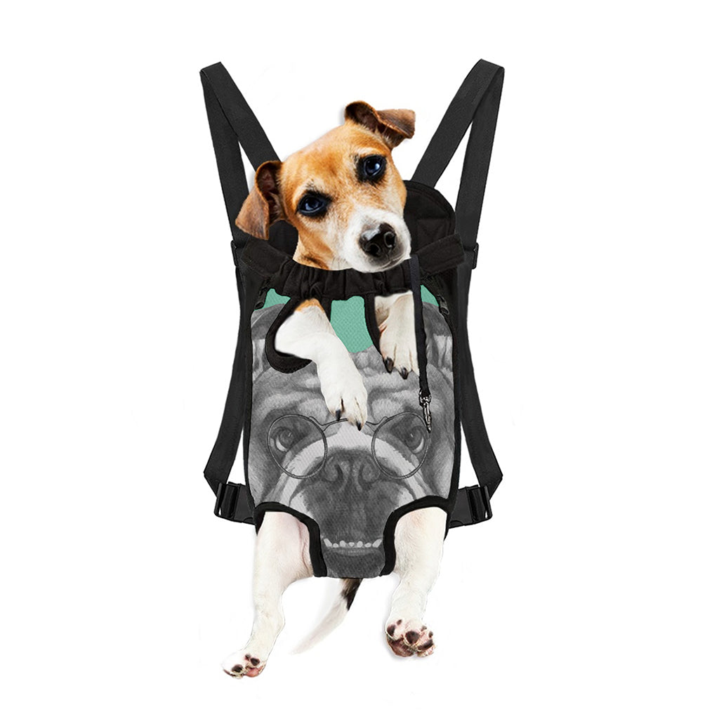 English Bulldog With Glasses Print Pet Carrier Backpack