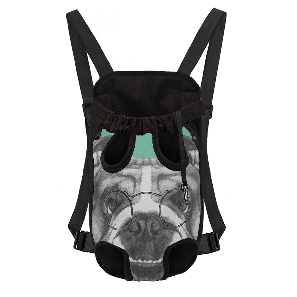 English Bulldog With Glasses Print Pet Carrier Backpack