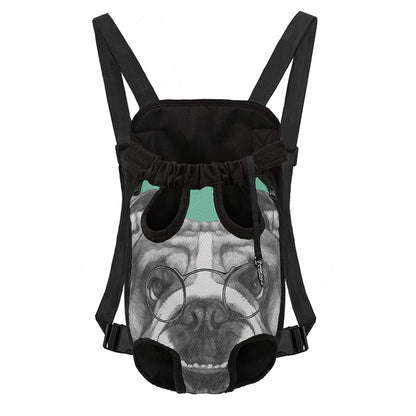 English Bulldog With Glasses Print Pet Carrier Backpack
