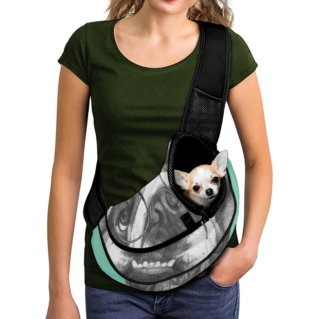 English Bulldog With Glasses Print Pet Sling Carrier