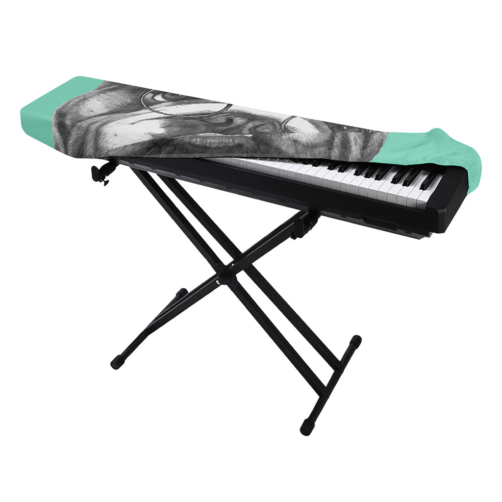 English Bulldog With Glasses Print Piano Keyboard Cover