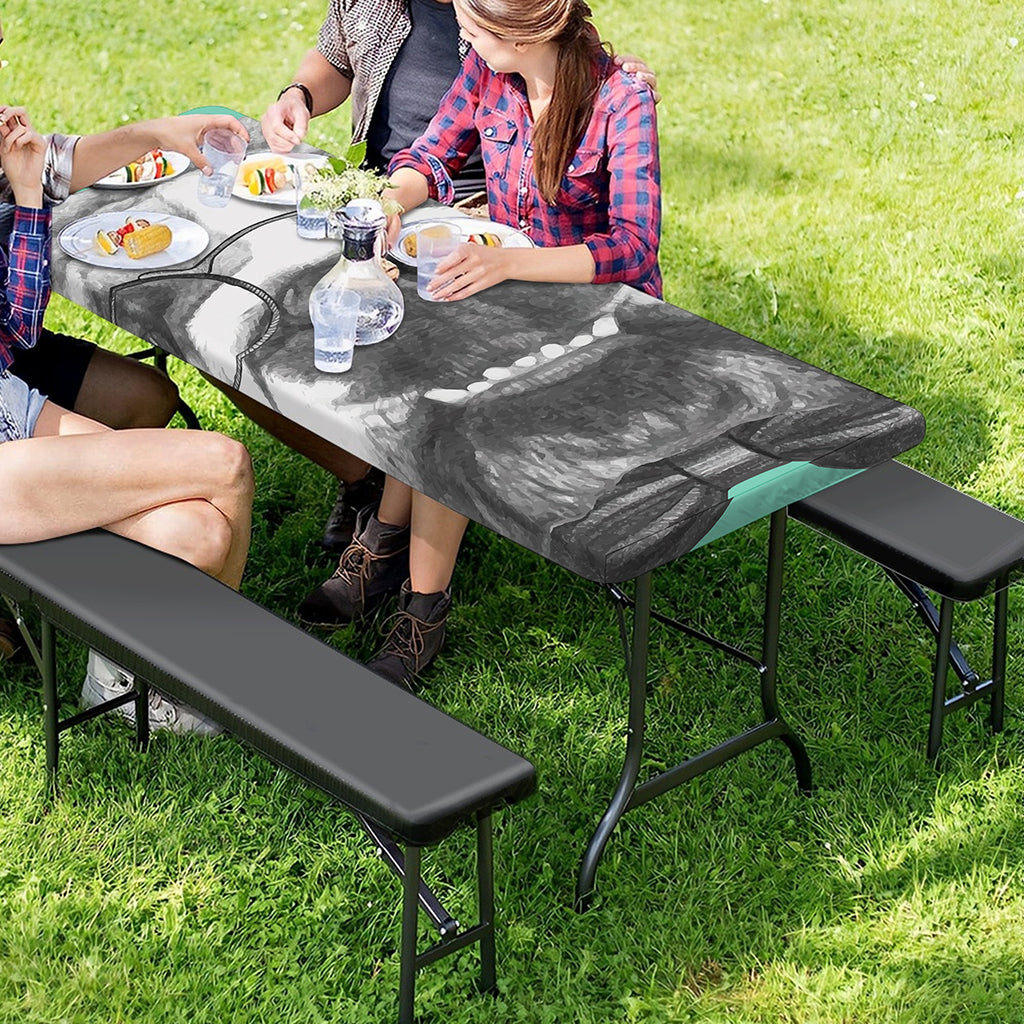 English Bulldog With Glasses Print Picnic Table Cover