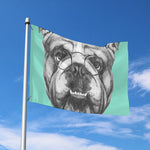 English Bulldog With Glasses Print Polyester Flag