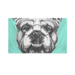 English Bulldog With Glasses Print Polyester Flag