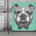English Bulldog With Glasses Print Polyester Shower Curtain
