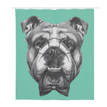 English Bulldog With Glasses Print Polyester Shower Curtain