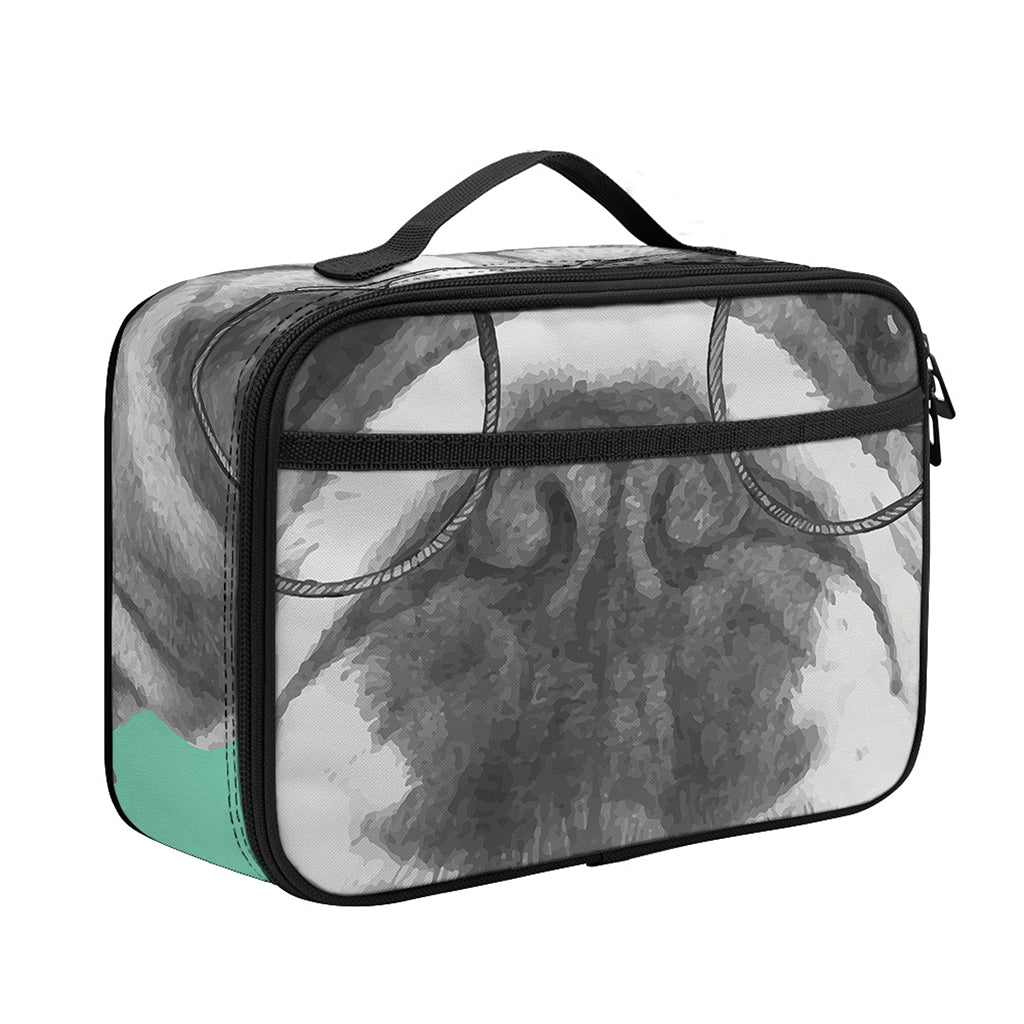 English Bulldog With Glasses Print Portable Lunch Bag