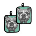 English Bulldog With Glasses Print Pot Holders