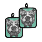 English Bulldog With Glasses Print Pot Holders