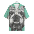 English Bulldog With Glasses Print Rayon Hawaiian Shirt