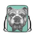 English Bulldog With Glasses Print Rectangular Crossbody Bag