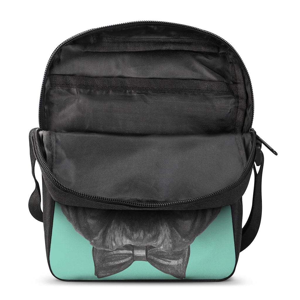English Bulldog With Glasses Print Rectangular Crossbody Bag