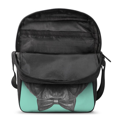 English Bulldog With Glasses Print Rectangular Crossbody Bag