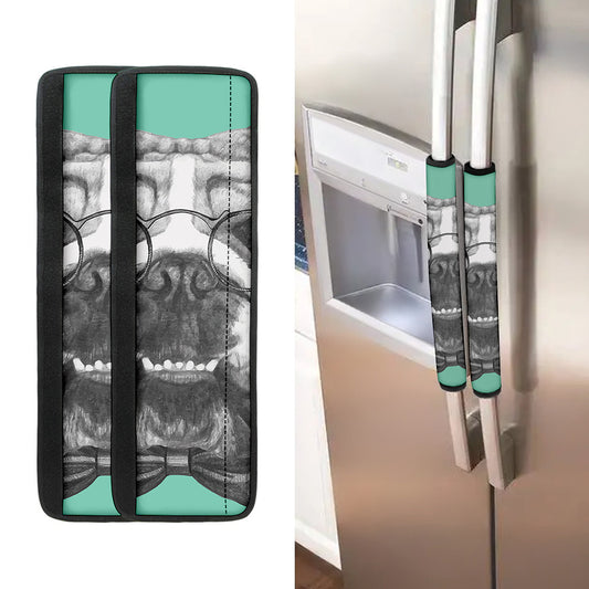 English Bulldog With Glasses Print Refrigerator Handle Covers