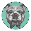 English Bulldog With Glasses Print Round Floor Mat