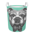 English Bulldog With Glasses Print Round Laundry Basket