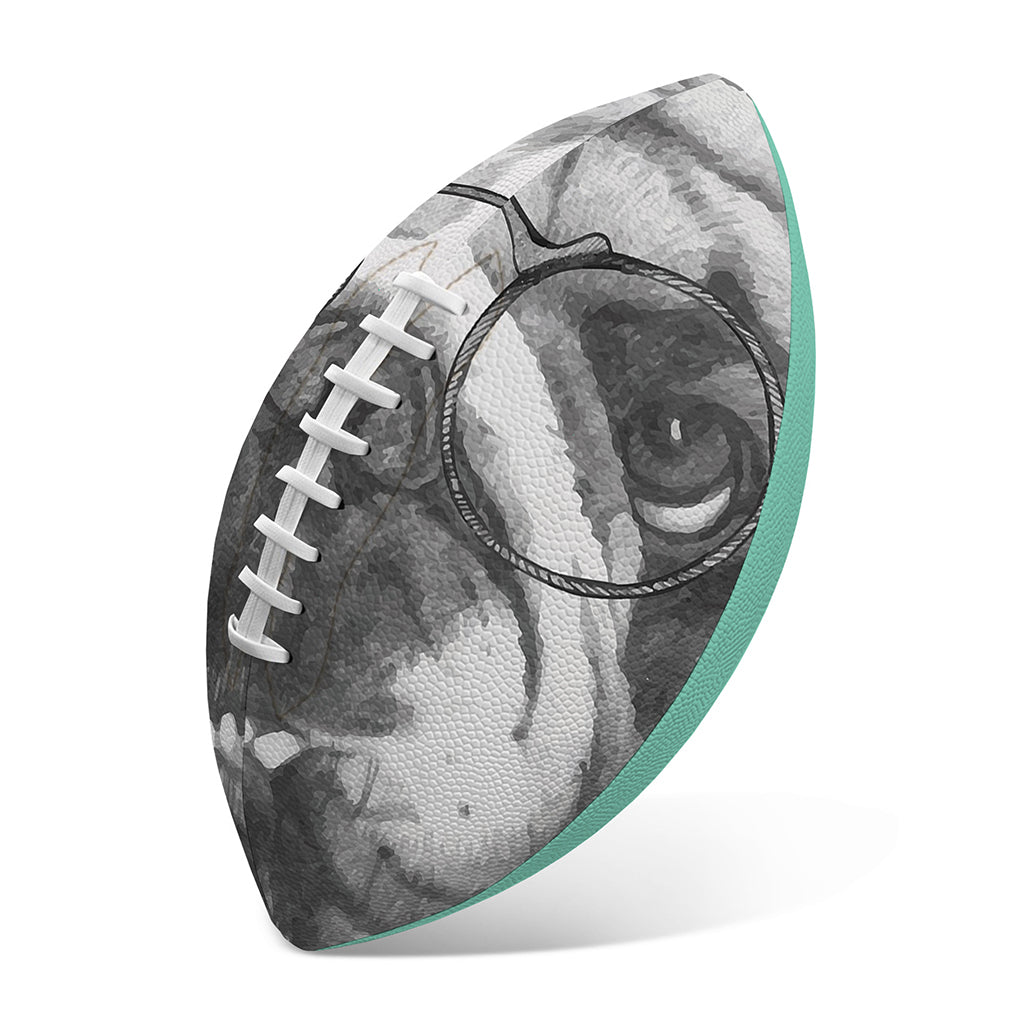 English Bulldog With Glasses Print Rugby Ball