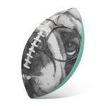 English Bulldog With Glasses Print Rugby Ball