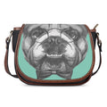English Bulldog With Glasses Print Saddle Bag