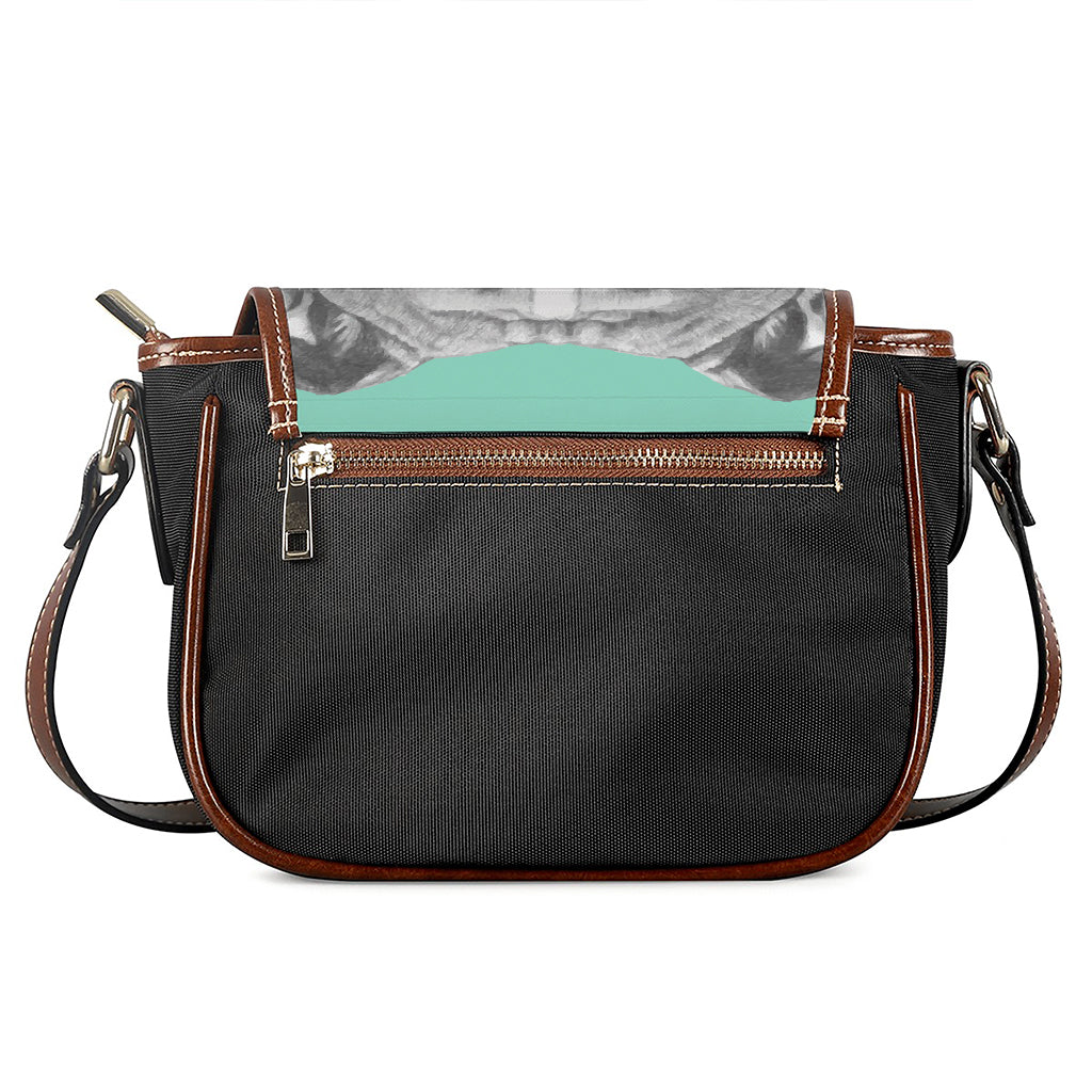English Bulldog With Glasses Print Saddle Bag